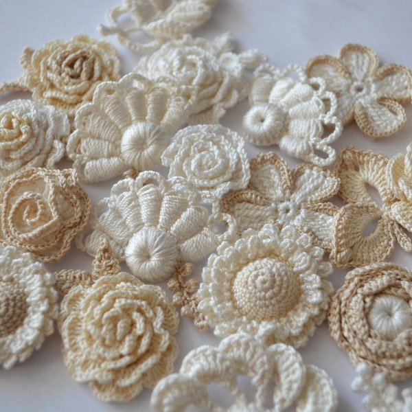 DIY Set Irlandais crochet Fleurs applique 45 pcs