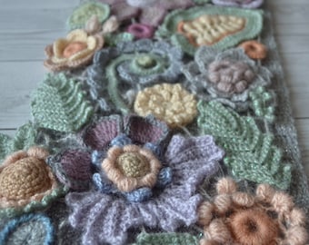 Light fluffy scarf Irish crochet Light multi-color scarf