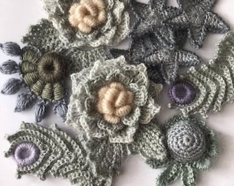 Set flowers Irish crochet  set 60 pcs