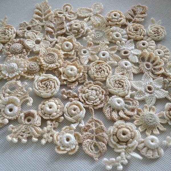 Set de fleurs au crochet irlandais DIY set 30 pcs