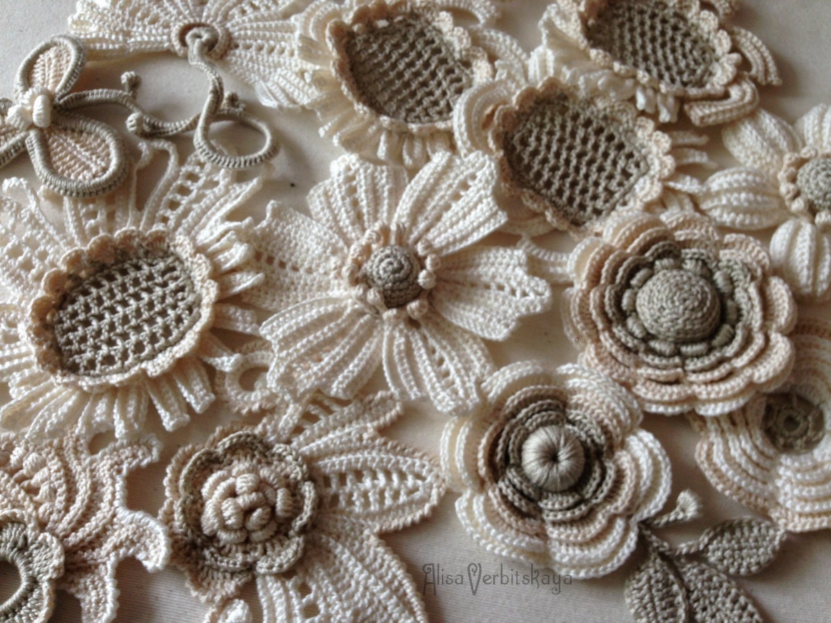 DIY Set flor irlandés crochet flor aplicación 10pcs - Etsy México DIY Set flor irlandés crochet flor aplicación 10pcs - Etsy México