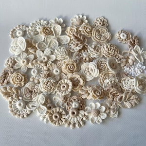 Conjunto de crochê irlandês flores de crochê - 60 peças