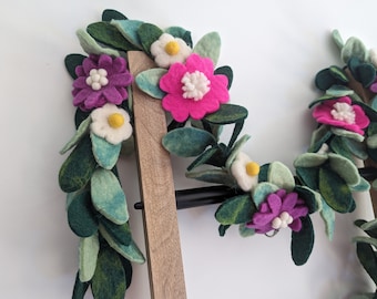 Guirnalda de flores de fieltro: Decoración floral de primavera, 1,8 m