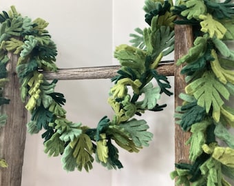 Pine leaf garland. Christmas garland. Felt holiday leaf garland. 6ft