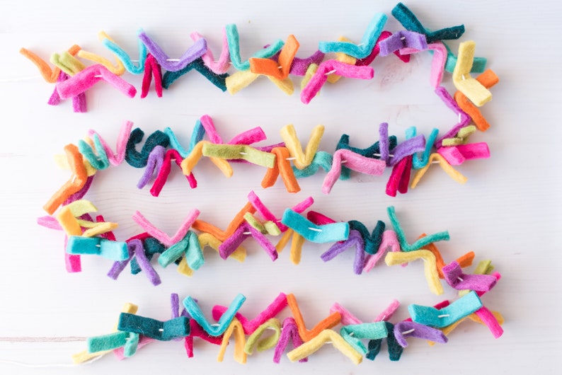 Birthday Party Garland. Felt Strip garland. Party decoration. Party banner 4.5ft image 2