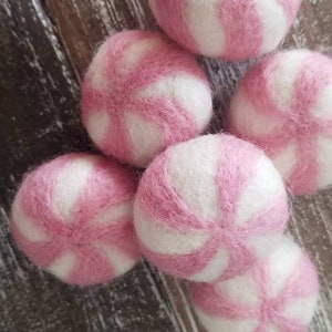 Needle Felted Peppermint Candy Balls: Christmas Decor, Set of 5 image 4