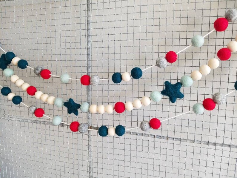 4th of July garland red white and Teal garland patriotic ...