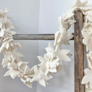 Felt White leaf garland. Fall garland. Felt holiday leaf garland. 6ft