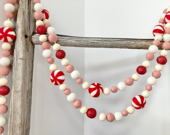 Peppermint Garland. Candy Garland. Christmas Garland. Christmas Candy Garland. Red and White
