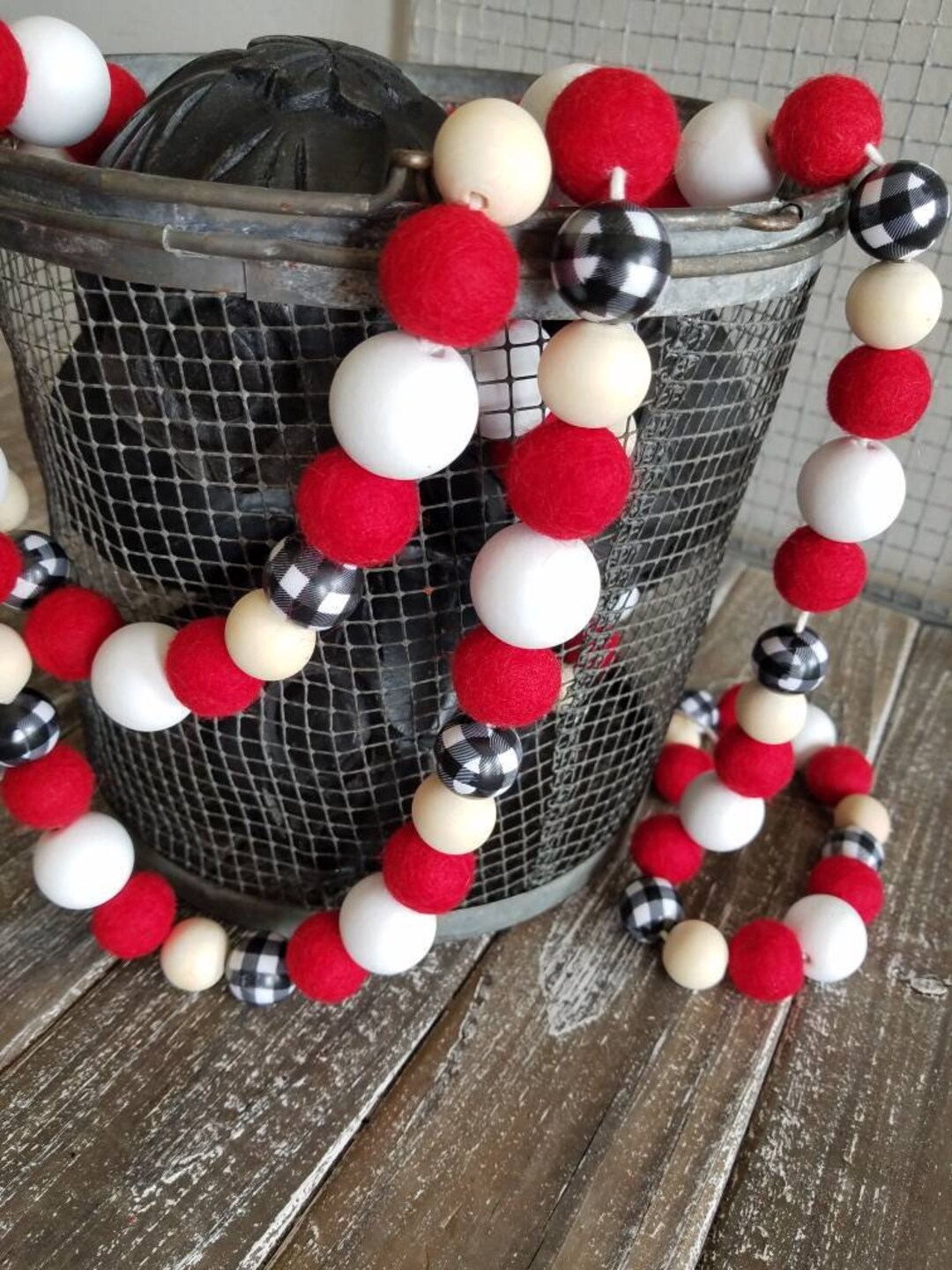 Buffalo Plaid Christmas Garland. Red Buffalo Plaid. Black and Etsy