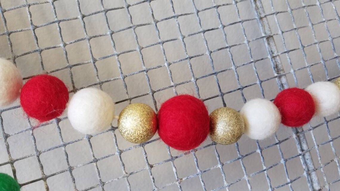 Christmas garland. Felt ball garland. Christmas Tree garland. Etsy