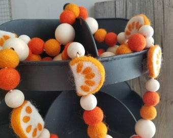 Felt Orange Slice Garland: Citrus Party Decor, Photo Props (5ft)