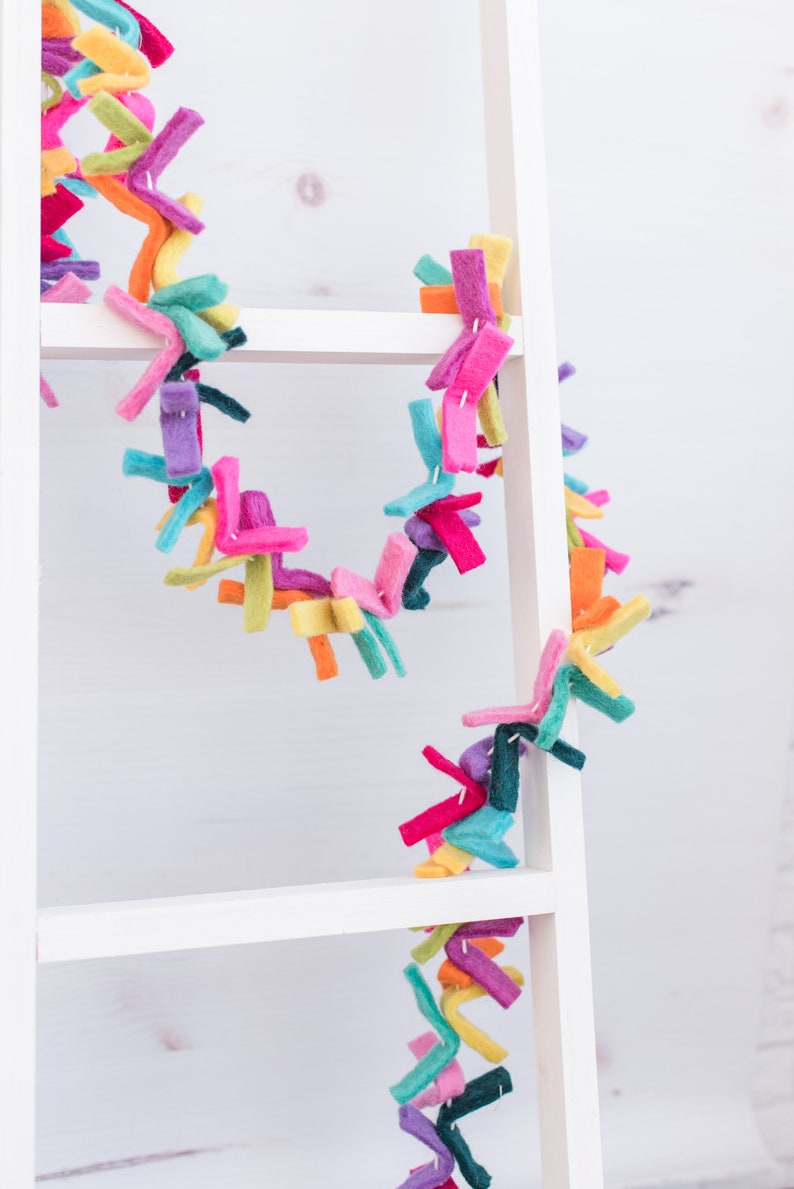 Birthday Party Garland. Felt Strip garland. Party decoration. Party banner 4.5ft image 7