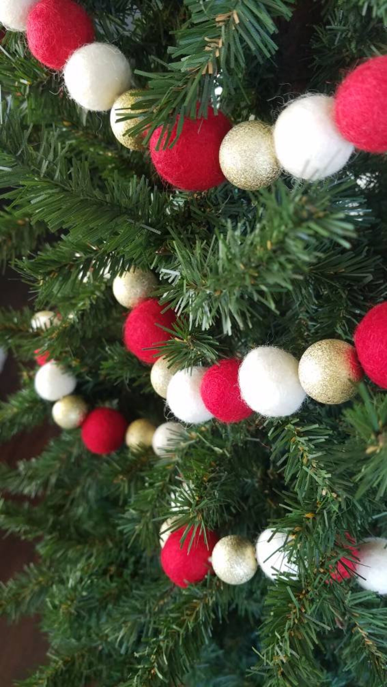 Christmas Garland. Felt Ball Garland. Christmas Tree Garland. Etsy