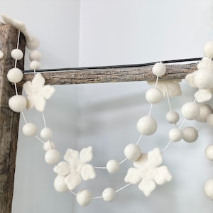 Handmade Felt Snowflake Garland: Winter Christmas Decor (5ft)