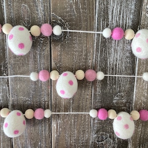 Felt Easter Egg Garland: Pink Polka Dot Decor (5.5ft)