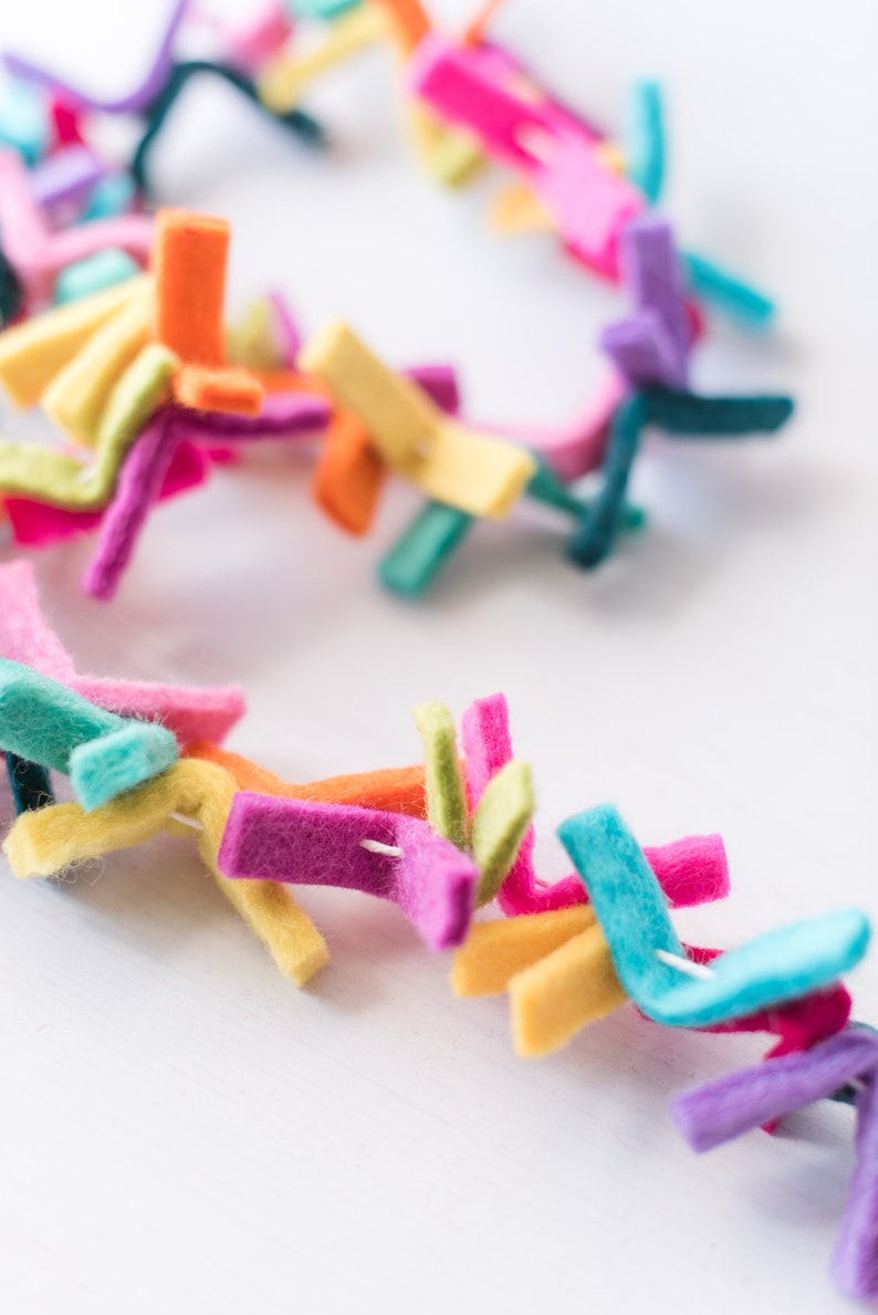 Birthday Party Garland. Felt Strip garland. Party decoration. Party banner 4.5ft image 5