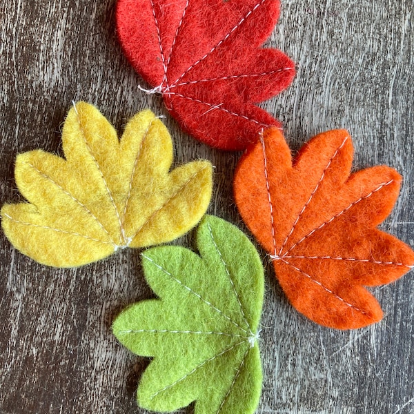 Fall leaves. Felt leaves. Felt embellishments. Hair accessories. Fall decor. Fall accents. 4 leaves