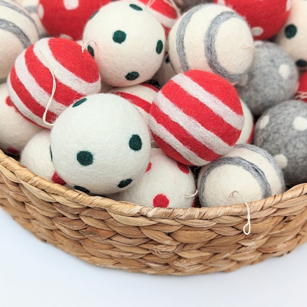 Christmas tree ornament. Polka dot ornament. Christmas. Felt ball ornament . Christmas ball ornament. Large ornament. 3"