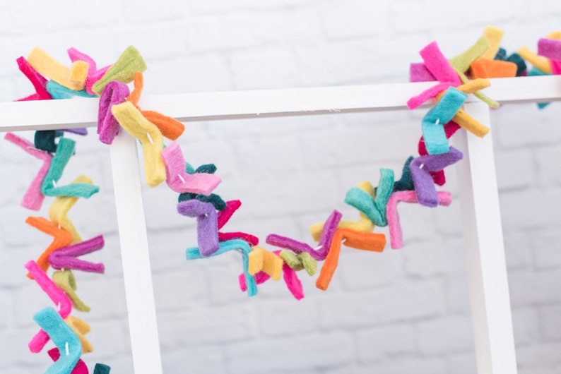 Birthday Party Garland. Felt Strip garland. Party decoration. Party banner 4.5ft image 3