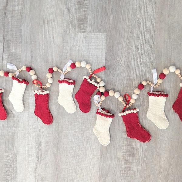 Christmas countdown garland. Christmas stocking garland. 12 days of Christmas