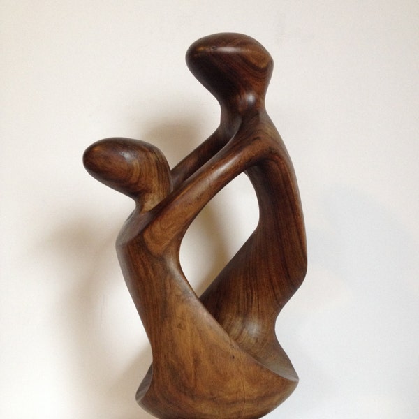 Vintage Mother and Child Wood Carving - South Africa