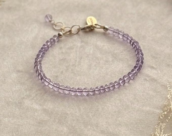 Dainty 14kt Gold-Filled Amethyst Beaded Bracelet