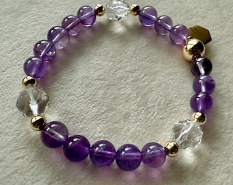 Amethyst and Rock Crystal Bracelet 14KT GF