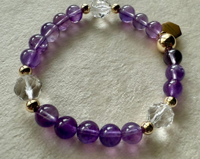 Amethyst and Rock Crystal Bracelet 14KT GF