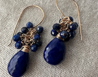 Lapiz Lazuli Large Cluster Earrings