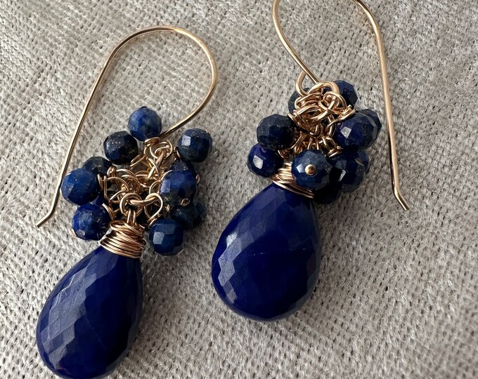 Lapiz Lazuli Large Cluster Earrings