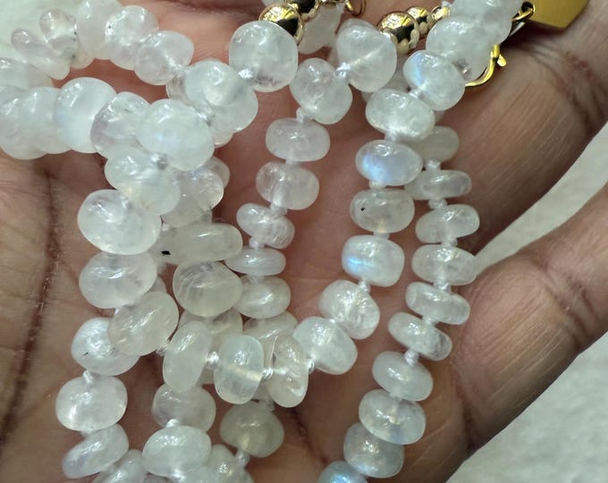 Rainbow Moonstone Knotted Gemstone Necklace