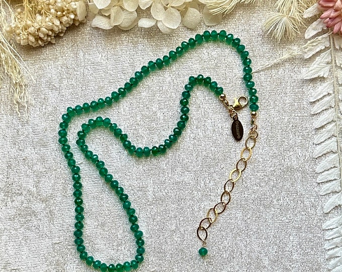 Green Onyx Silk Knotted Gemstone Necklace