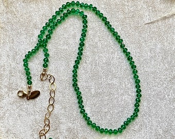 Emerald Hydro Quartz Silk Knotted Gemstone Necklace
