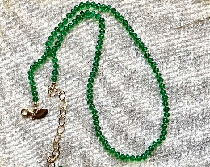 Emerald Hydro Quartz Silk Knotted Gemstone Necklace