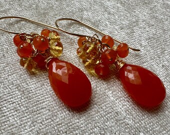 Carnelian Large Cluster Earrings