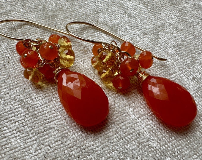 Carnelian Large Cluster Earrings