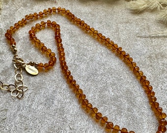 Cognac Hydro Quartz Silk Knotted Gemstone Necklace