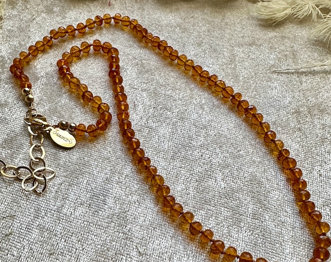 Cognac Hydro Quartz Silk Knotted Gemstone Necklace