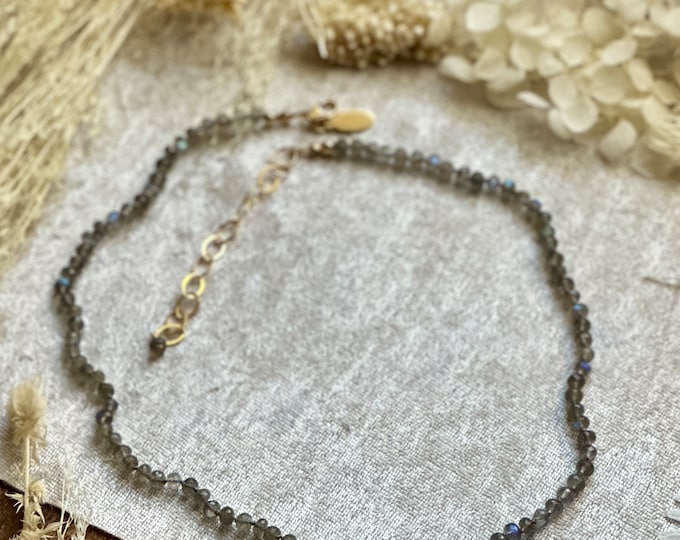 Labradorite Silk Knotted Gemstone Necklace
