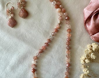 14kt Gold Filled Sunstone Necklace and Earrings Setting