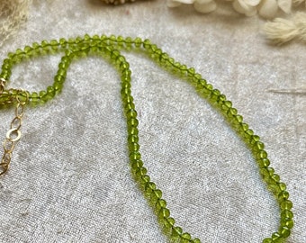 Peridot Hydro Quartz Silk Knotted Gemstone Necklace