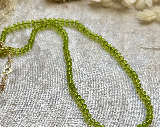 Peridot Hydro Quartz Silk Knotted Gemstone Necklace