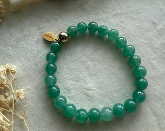 8mm Green Aventurine Gemstone Bracelet with 14kt Gold-Filled Accent