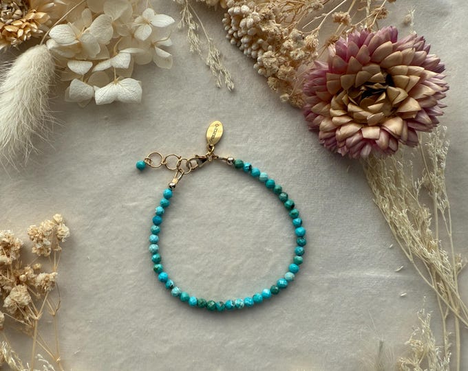 Dainty 14kt Gold-Filled Turquoise Beaded Bracelet