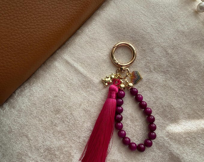 Magenta Tassel Purse Charm