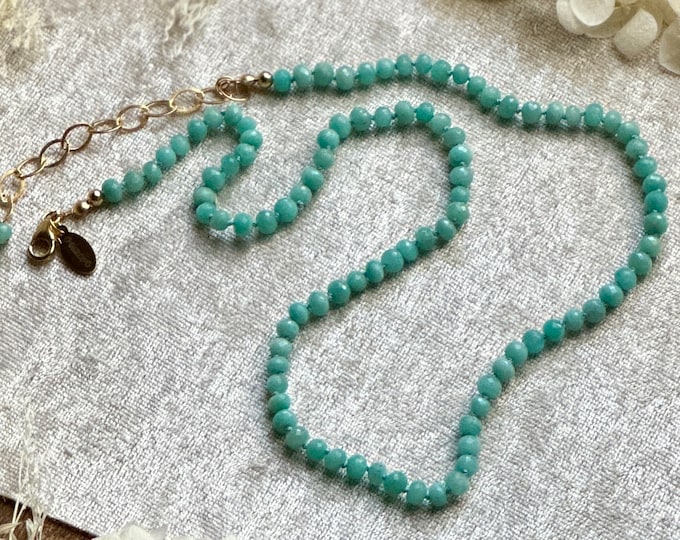 Amazonite Silk Knotted Gemstone Necklace