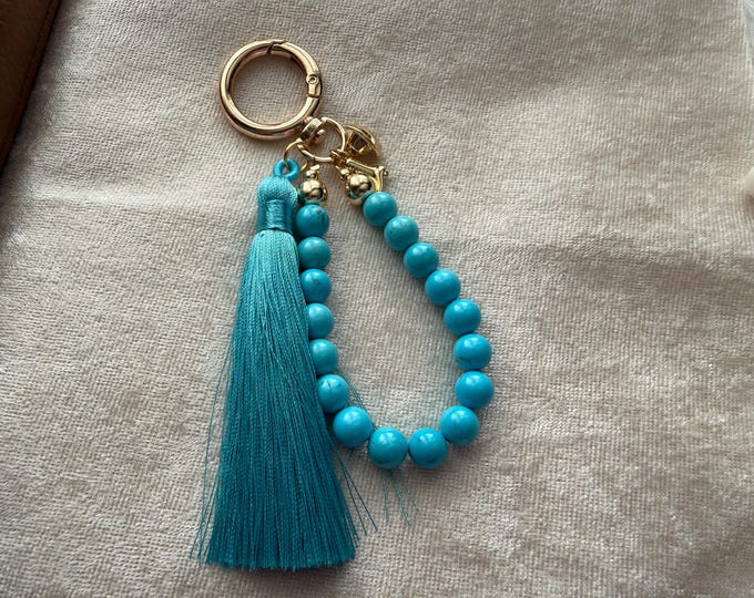 Turquoise Howlite Gemstone Tassel Purse Charm