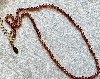 Hessonite Garnet Silk Knotted Gemstone Necklace