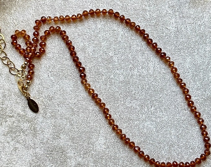 Hessonite Garnet Silk Knotted Gemstone Necklace